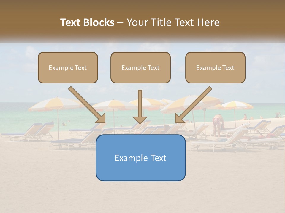 A Group Of Lawn Chairs And Umbrellas On A Beach PowerPoint Template