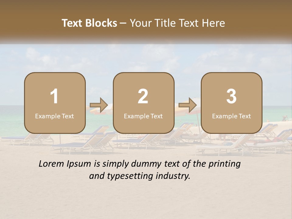 A Group Of Lawn Chairs And Umbrellas On A Beach PowerPoint Template