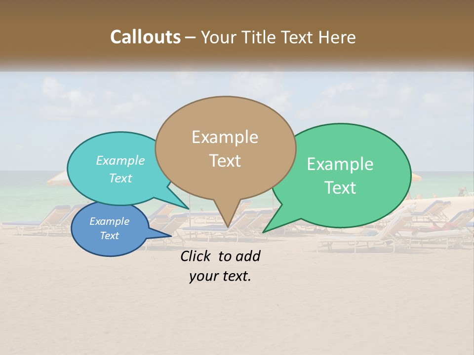 A Group Of Lawn Chairs And Umbrellas On A Beach PowerPoint Template