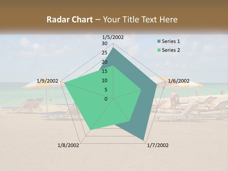 A Group Of Lawn Chairs And Umbrellas On A Beach PowerPoint Template