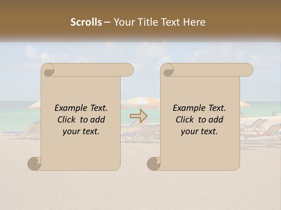 A Group Of Lawn Chairs And Umbrellas On A Beach PowerPoint Template