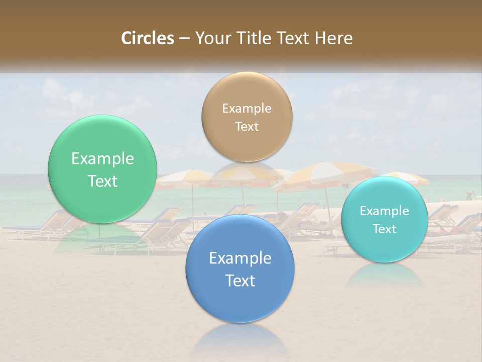 A Group Of Lawn Chairs And Umbrellas On A Beach PowerPoint Template