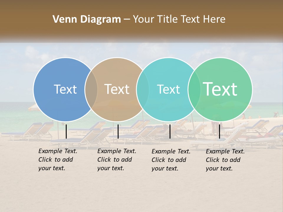 A Group Of Lawn Chairs And Umbrellas On A Beach PowerPoint Template