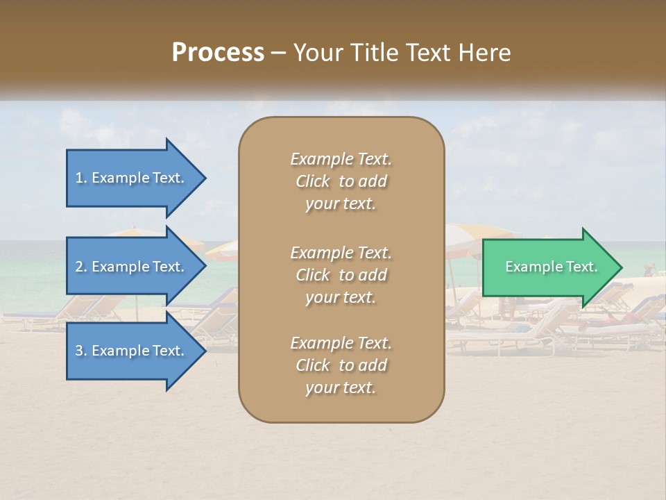 A Group Of Lawn Chairs And Umbrellas On A Beach PowerPoint Template