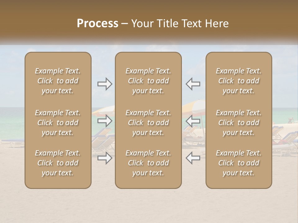 A Group Of Lawn Chairs And Umbrellas On A Beach PowerPoint Template