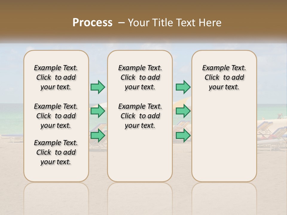 A Group Of Lawn Chairs And Umbrellas On A Beach PowerPoint Template