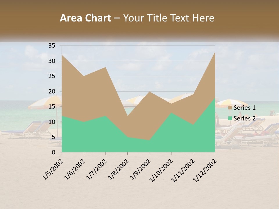 A Group Of Lawn Chairs And Umbrellas On A Beach PowerPoint Template