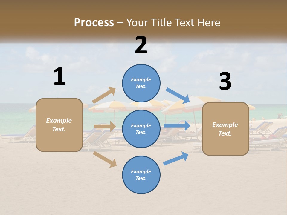 A Group Of Lawn Chairs And Umbrellas On A Beach PowerPoint Template