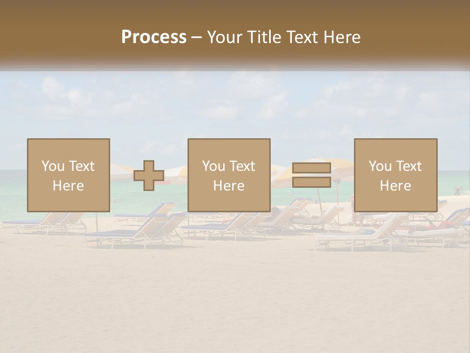 A Group Of Lawn Chairs And Umbrellas On A Beach PowerPoint Template