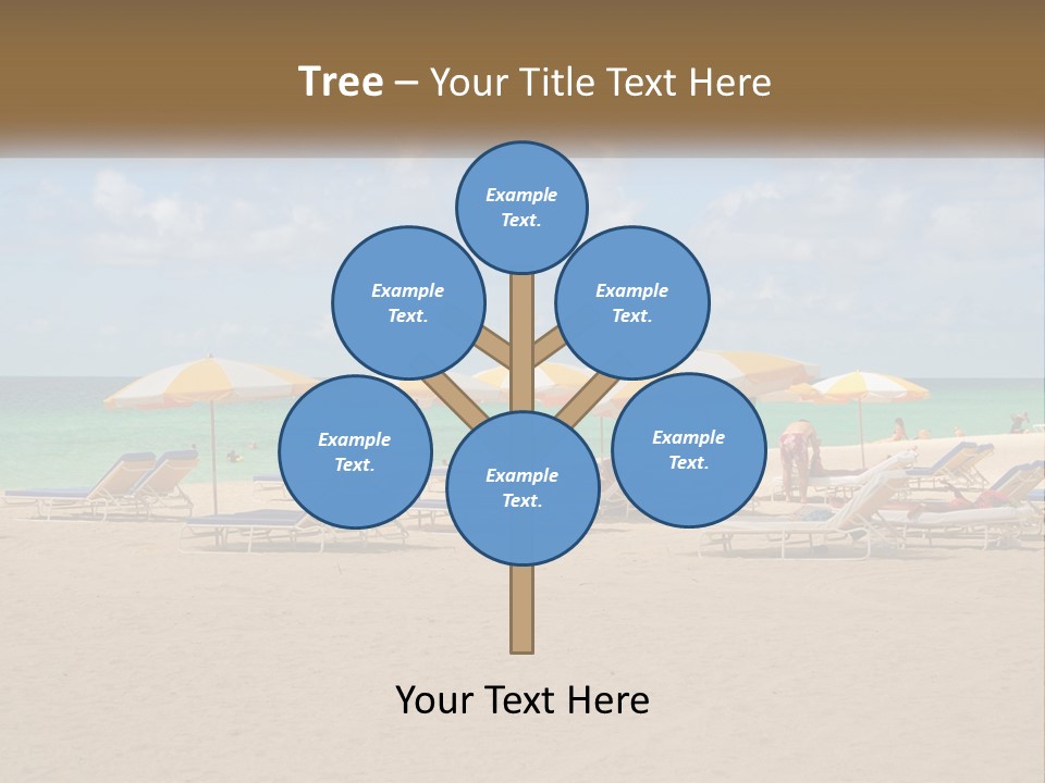 A Group Of Lawn Chairs And Umbrellas On A Beach PowerPoint Template