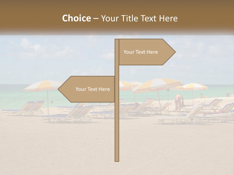 A Group Of Lawn Chairs And Umbrellas On A Beach PowerPoint Template