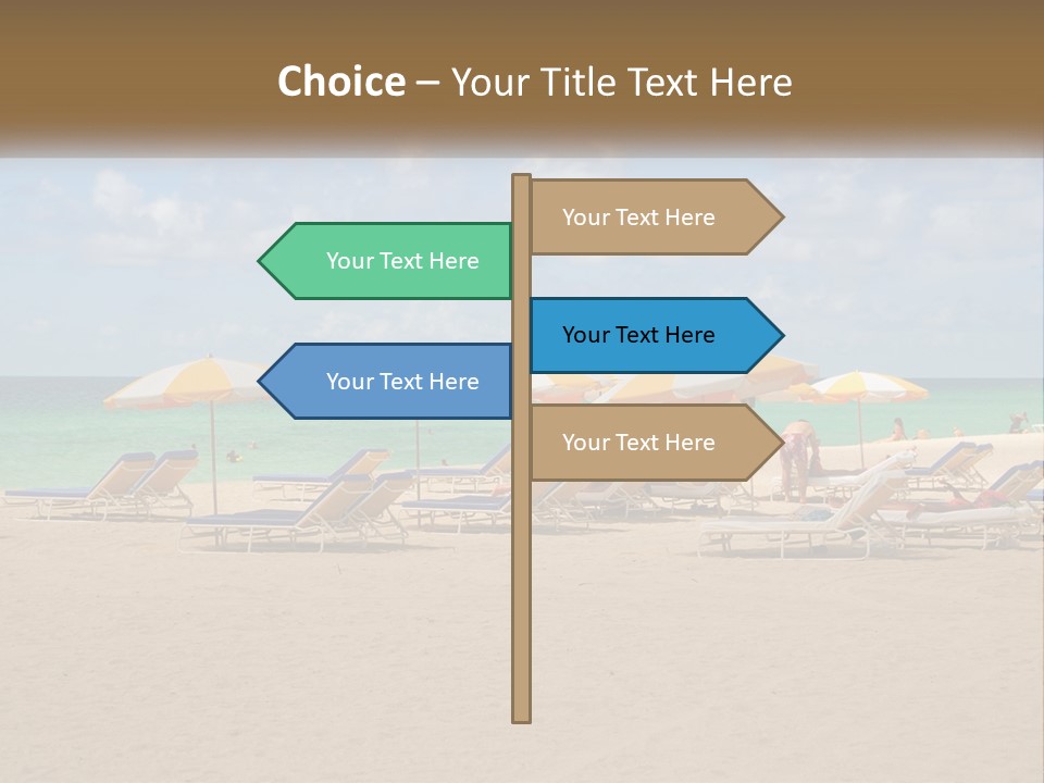 A Group Of Lawn Chairs And Umbrellas On A Beach PowerPoint Template