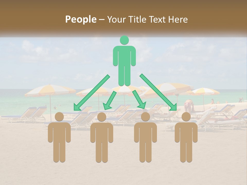 A Group Of Lawn Chairs And Umbrellas On A Beach PowerPoint Template