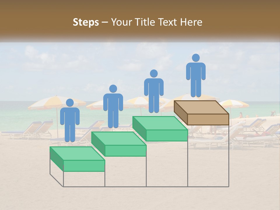 A Group Of Lawn Chairs And Umbrellas On A Beach PowerPoint Template