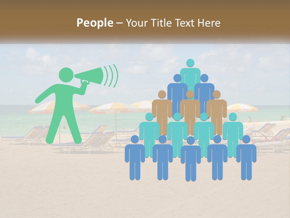 A Group Of Lawn Chairs And Umbrellas On A Beach PowerPoint Template