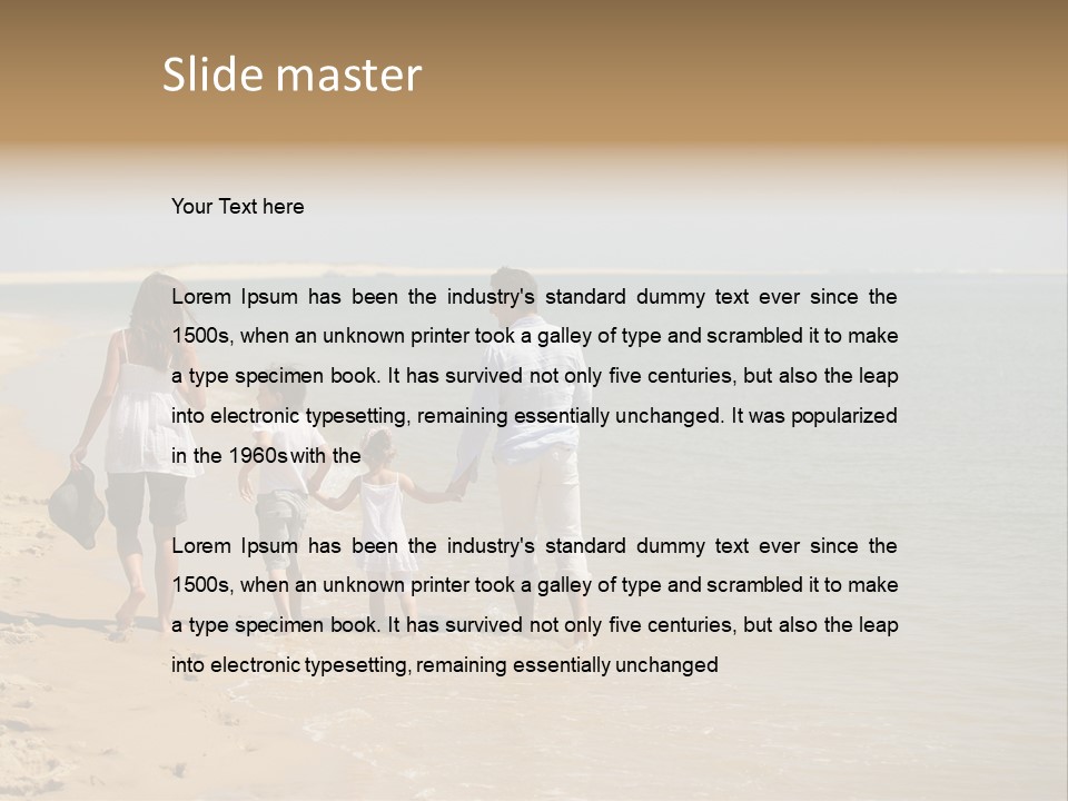 A Family Walking On The Beach Holding Hands PowerPoint Template