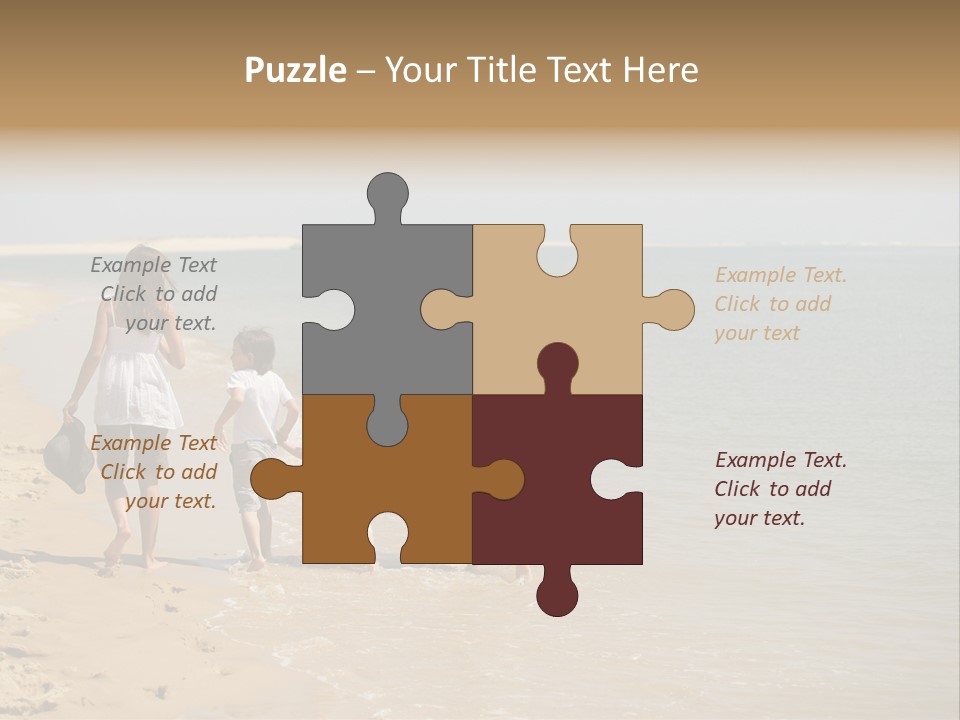 A Family Walking On The Beach Holding Hands PowerPoint Template