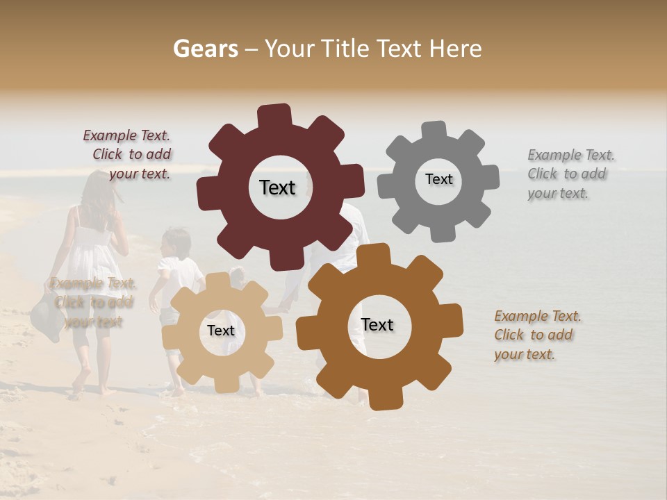 A Family Walking On The Beach Holding Hands PowerPoint Template