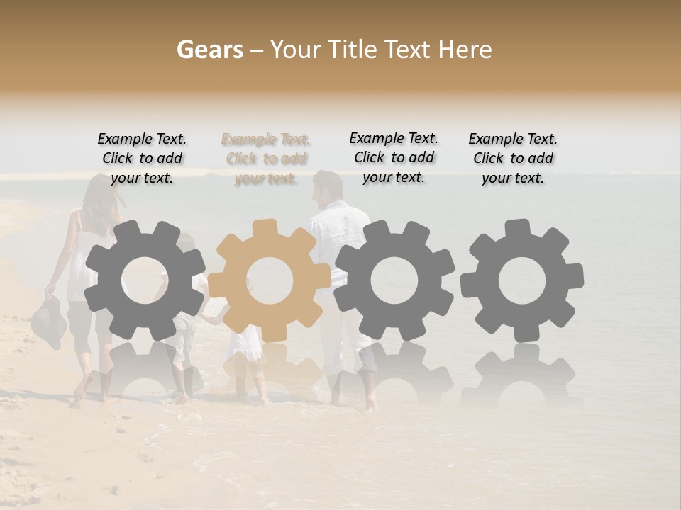 A Family Walking On The Beach Holding Hands PowerPoint Template