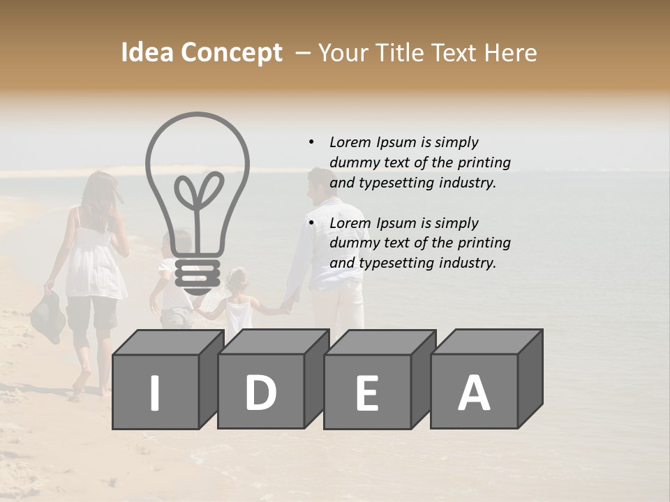 A Family Walking On The Beach Holding Hands PowerPoint Template