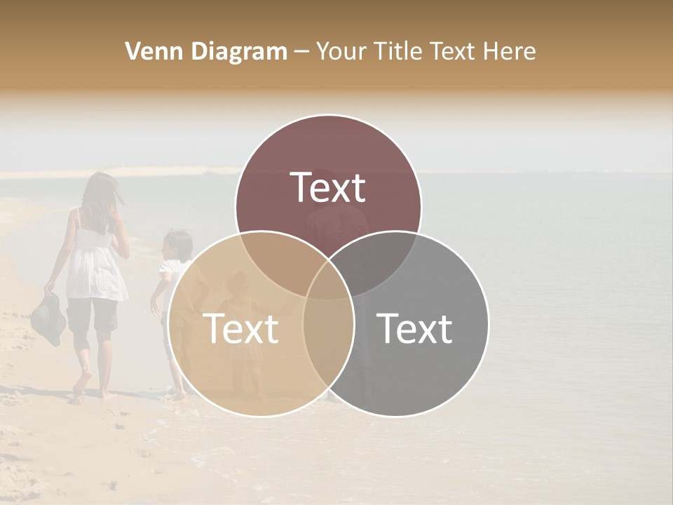 A Family Walking On The Beach Holding Hands PowerPoint Template