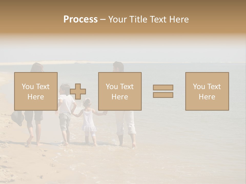 A Family Walking On The Beach Holding Hands PowerPoint Template