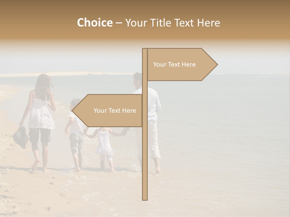 A Family Walking On The Beach Holding Hands PowerPoint Template