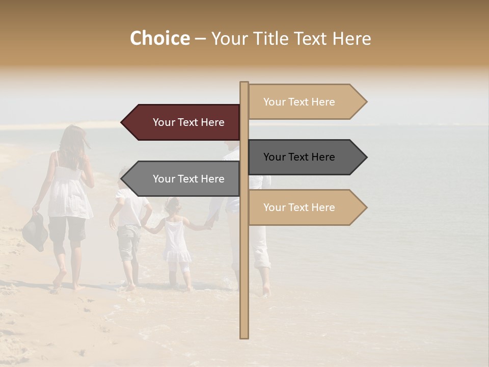 A Family Walking On The Beach Holding Hands PowerPoint Template