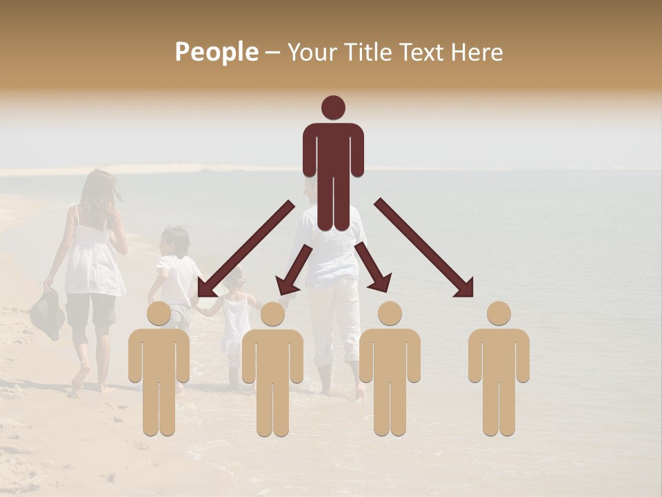 A Family Walking On The Beach Holding Hands PowerPoint Template
