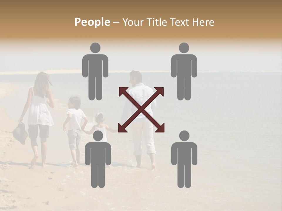 A Family Walking On The Beach Holding Hands PowerPoint Template