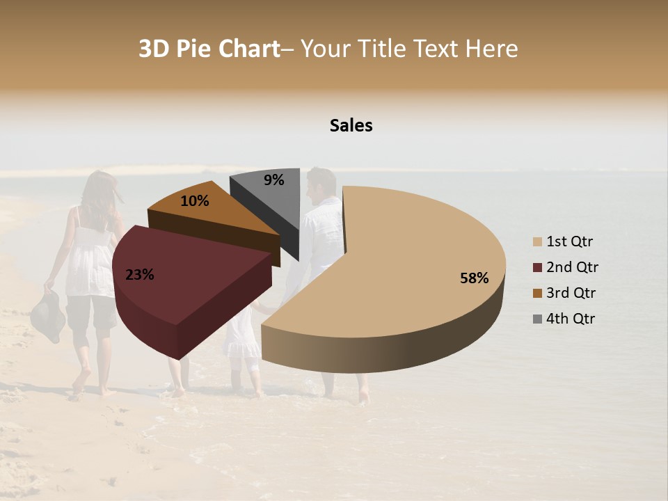 A Family Walking On The Beach Holding Hands PowerPoint Template