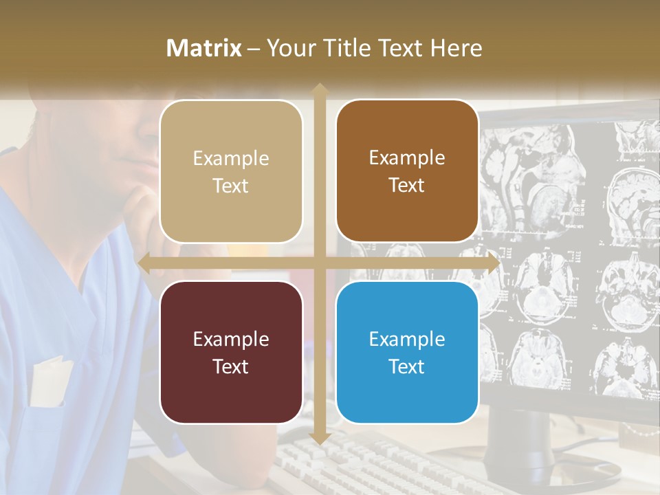 A Man In Scrubs Sitting In Front Of A Computer PowerPoint Template