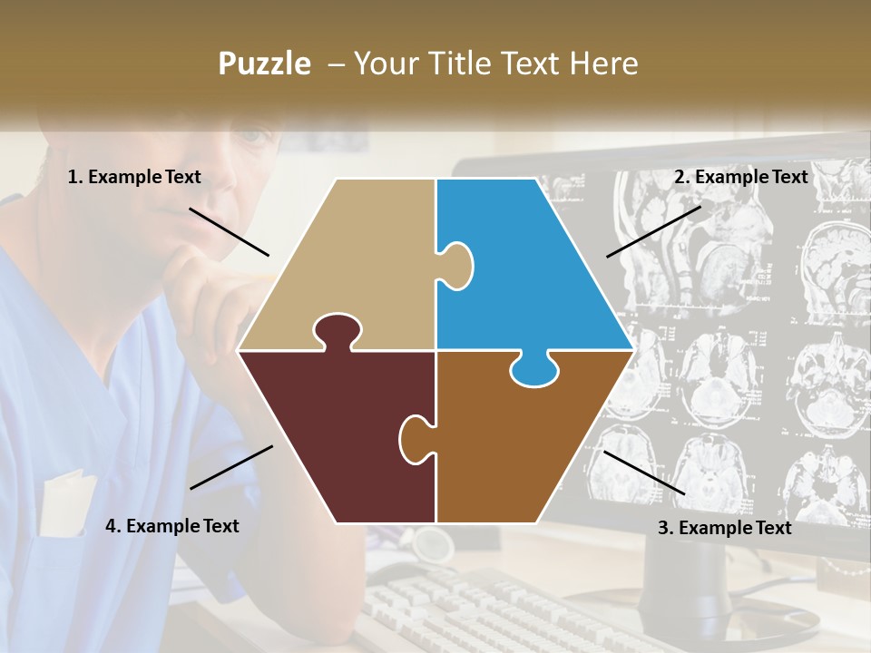 A Man In Scrubs Sitting In Front Of A Computer PowerPoint Template
