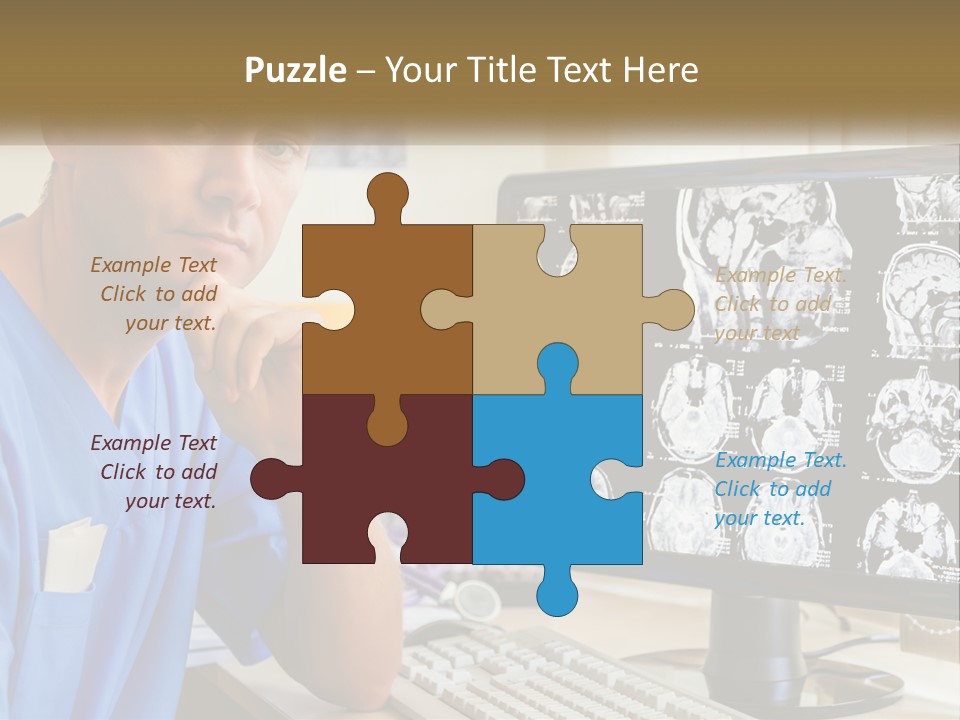 A Man In Scrubs Sitting In Front Of A Computer PowerPoint Template