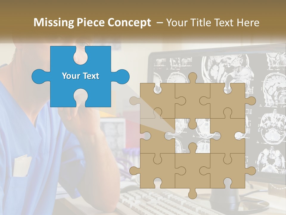 A Man In Scrubs Sitting In Front Of A Computer PowerPoint Template