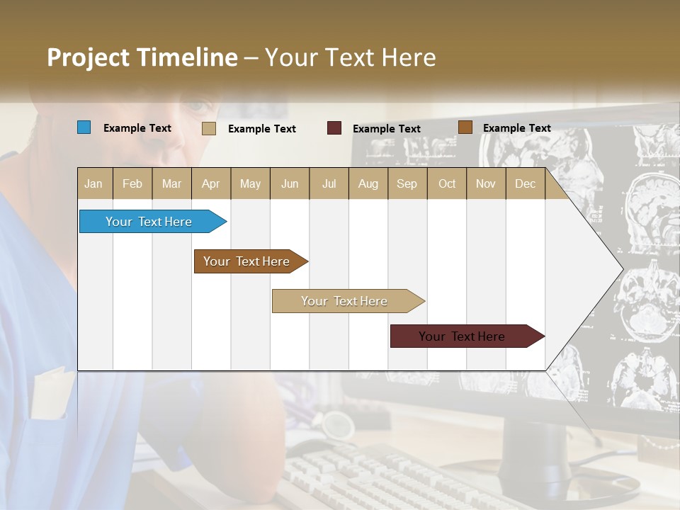 A Man In Scrubs Sitting In Front Of A Computer PowerPoint Template