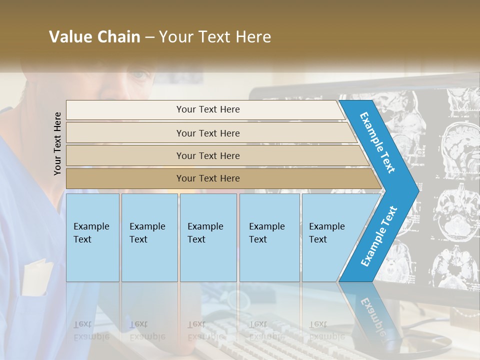 A Man In Scrubs Sitting In Front Of A Computer PowerPoint Template