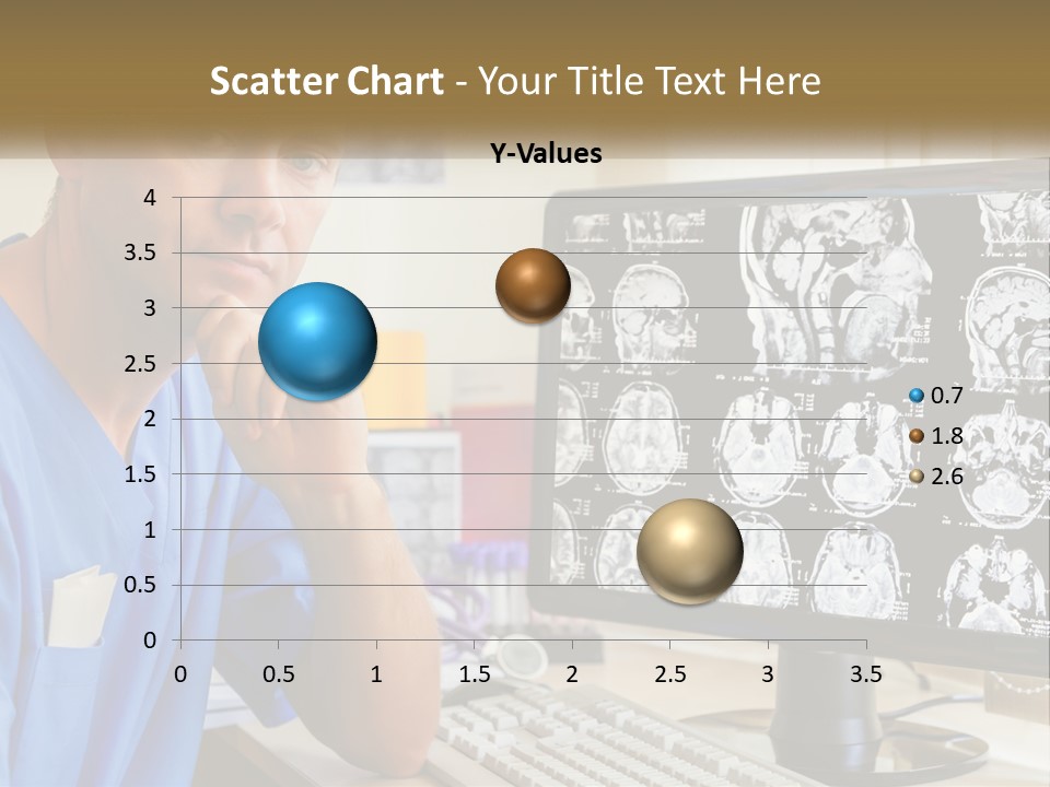 A Man In Scrubs Sitting In Front Of A Computer PowerPoint Template