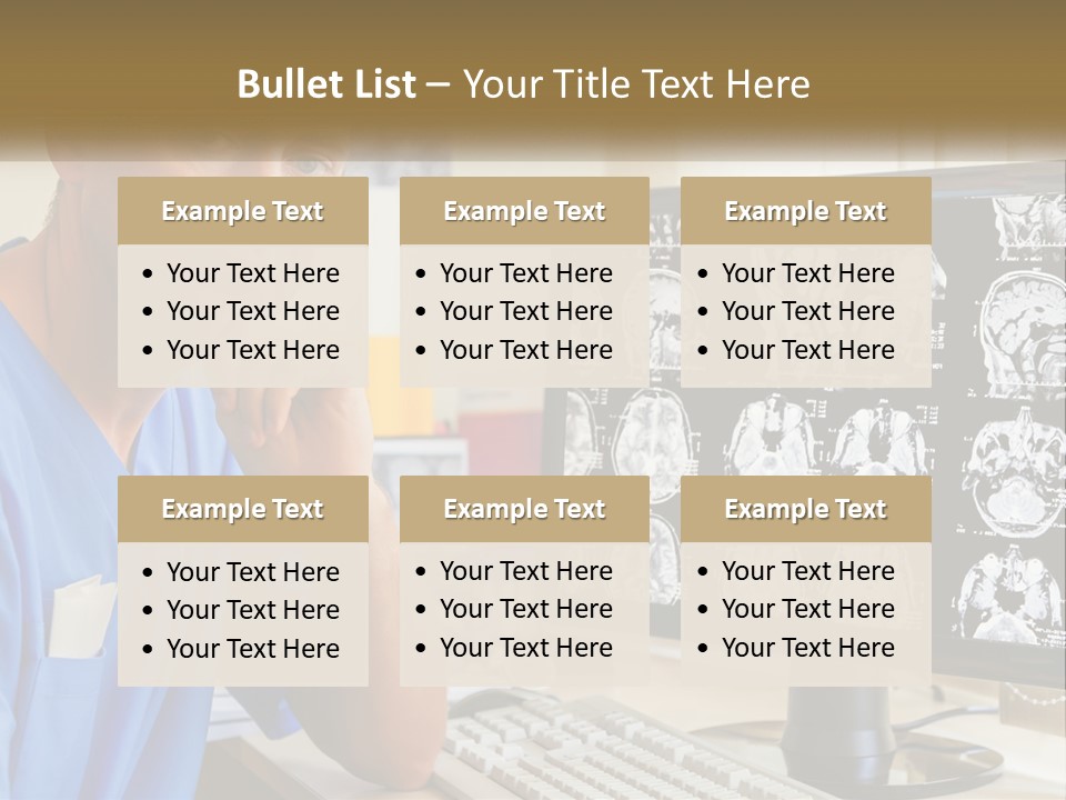 A Man In Scrubs Sitting In Front Of A Computer PowerPoint Template