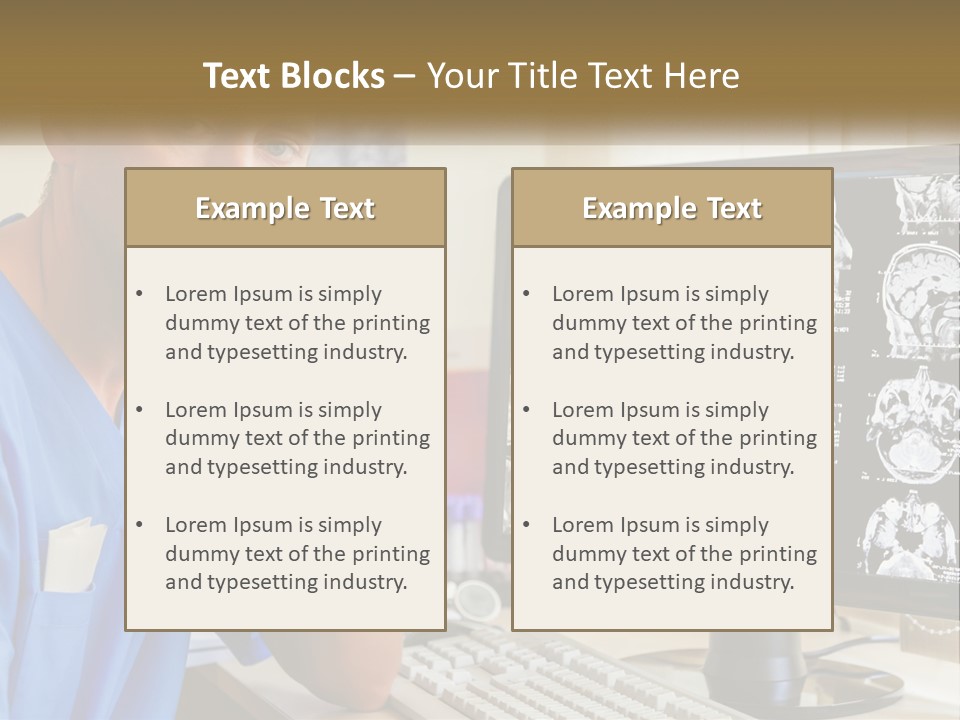 A Man In Scrubs Sitting In Front Of A Computer PowerPoint Template