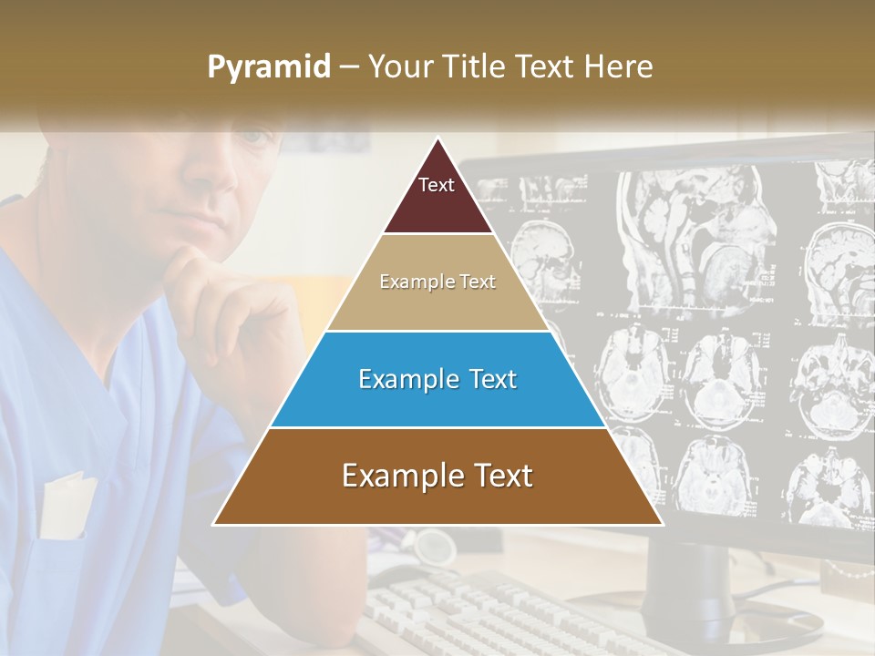 A Man In Scrubs Sitting In Front Of A Computer PowerPoint Template