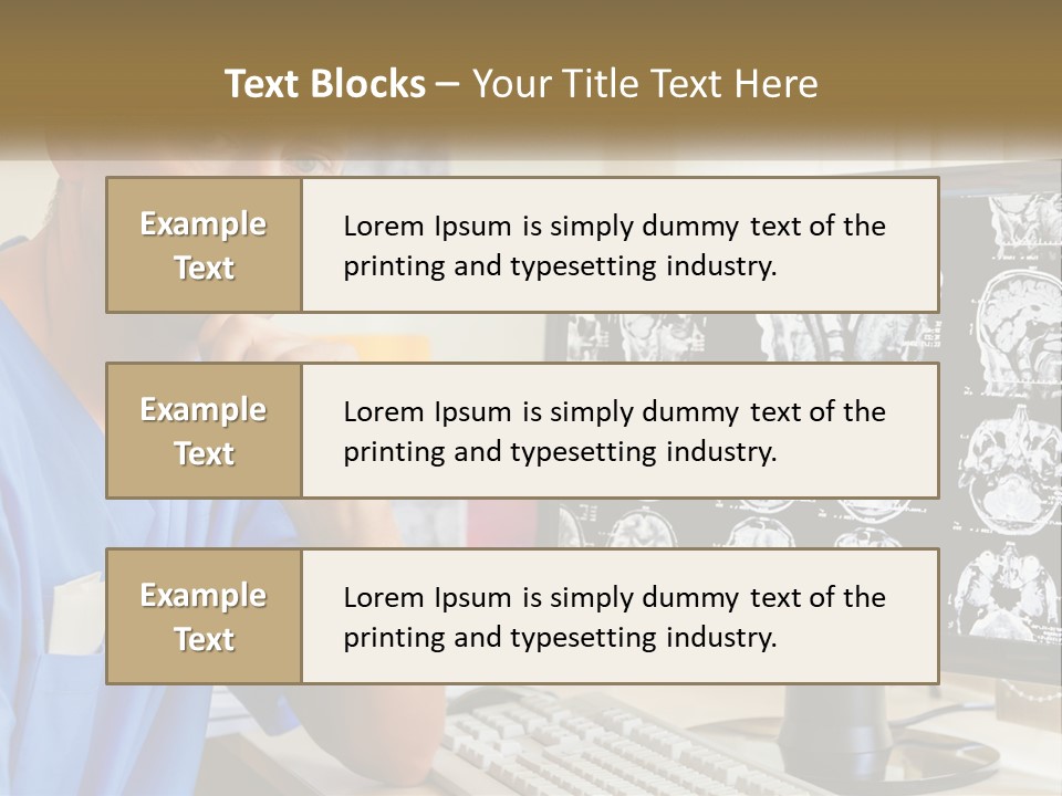A Man In Scrubs Sitting In Front Of A Computer PowerPoint Template
