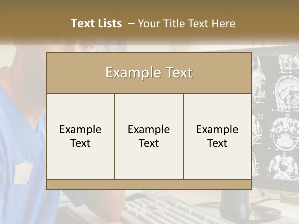 A Man In Scrubs Sitting In Front Of A Computer PowerPoint Template