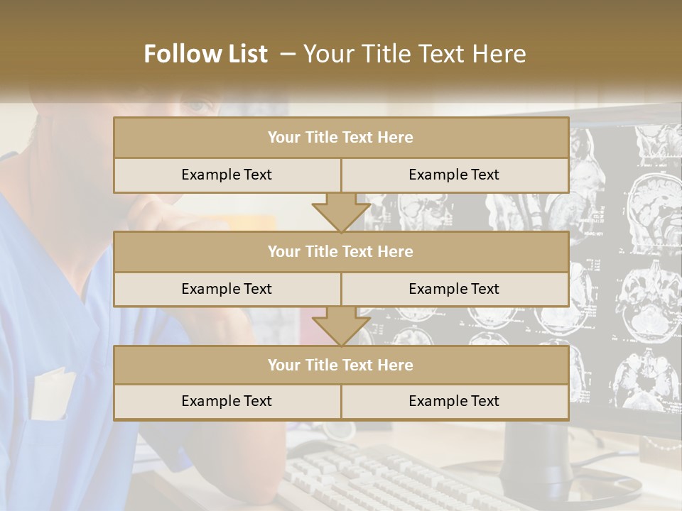 A Man In Scrubs Sitting In Front Of A Computer PowerPoint Template
