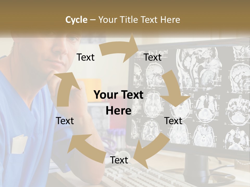 A Man In Scrubs Sitting In Front Of A Computer PowerPoint Template