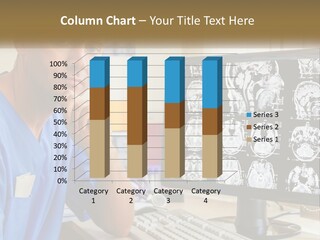 A Man In Scrubs Sitting In Front Of A Computer PowerPoint Template