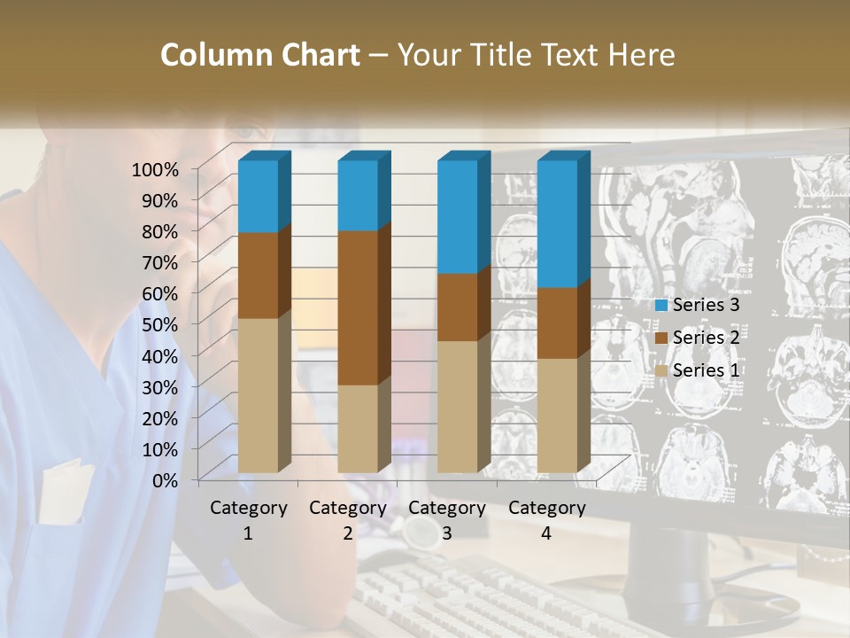 A Man In Scrubs Sitting In Front Of A Computer PowerPoint Template
