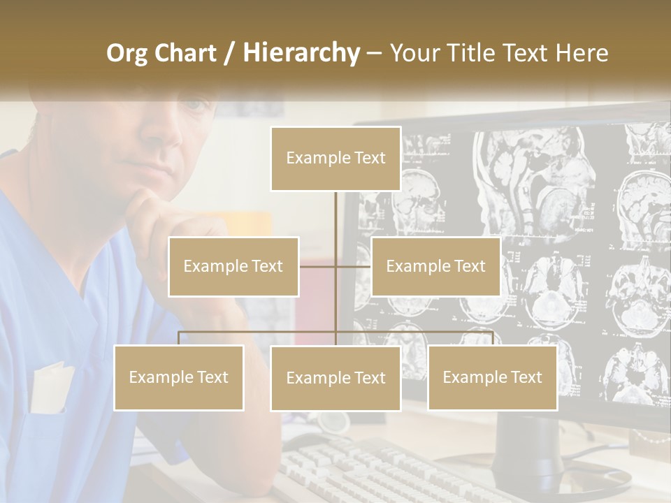 A Man In Scrubs Sitting In Front Of A Computer PowerPoint Template