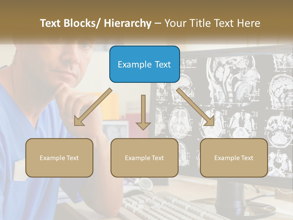 A Man In Scrubs Sitting In Front Of A Computer PowerPoint Template