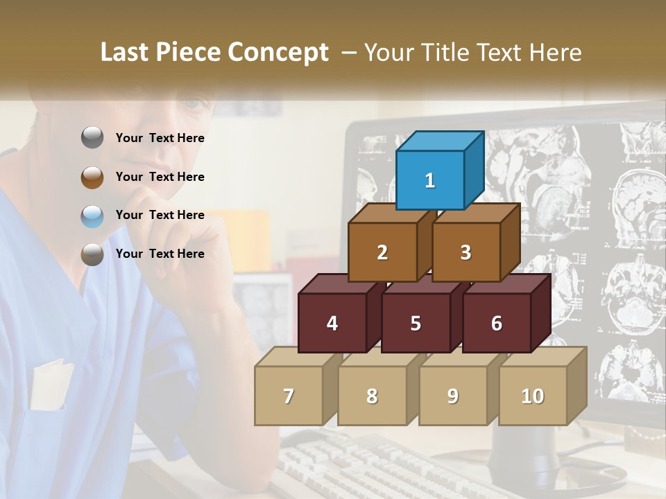 A Man In Scrubs Sitting In Front Of A Computer PowerPoint Template